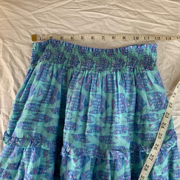 Vineyard Vines Blue Tang Fish Smocked Ruffles Mini Skirt S NWT - Picture 7 of 8